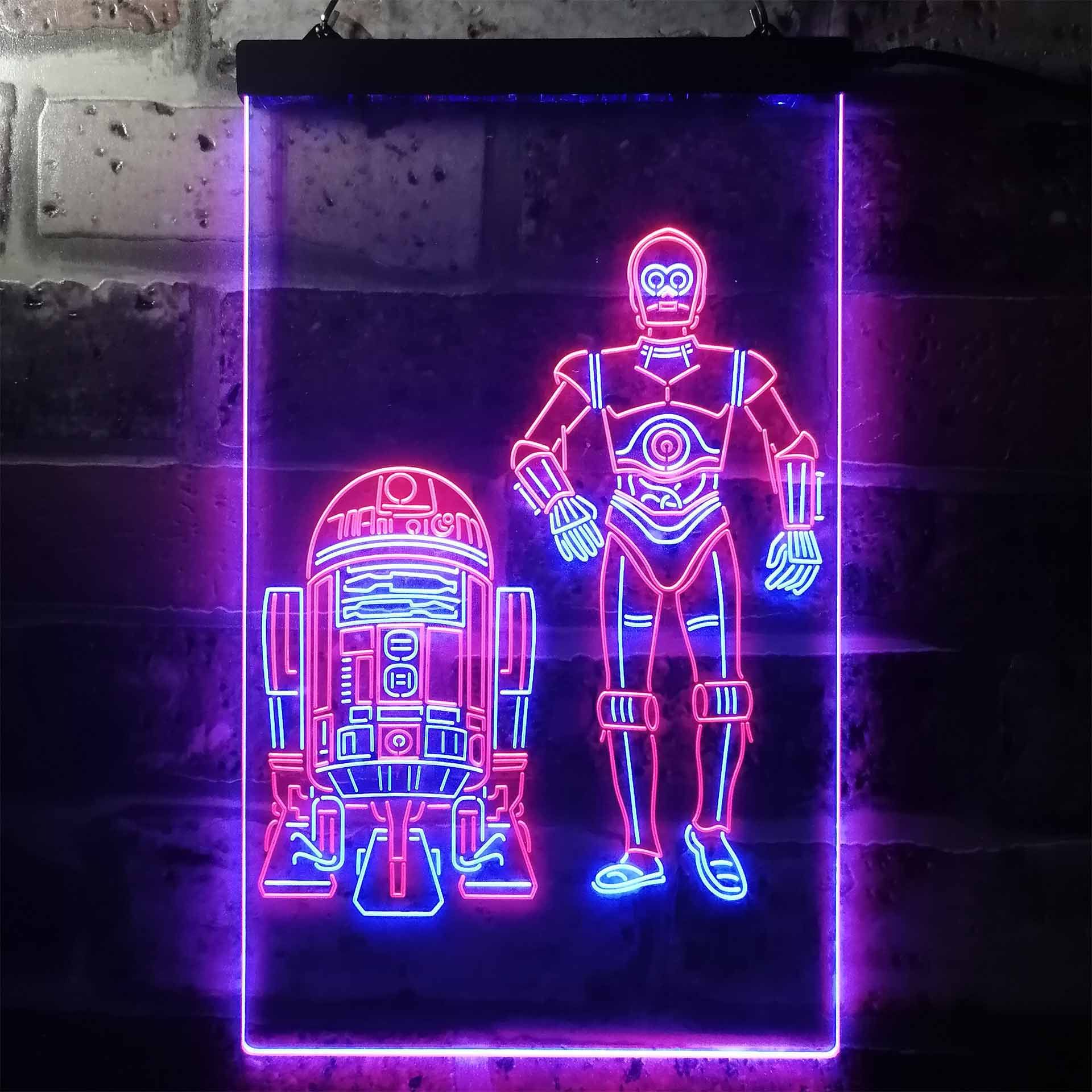 Star Wars R2D2 C3PO Dual LED Neon Light Sign
